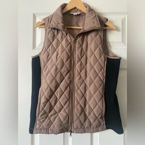River and Rose Quilted Vest Taupe Black Stretch Side Panels